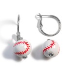 Wholesale baseball Charm Drop Hoop Earrings L