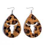 Wholesale teardrop Cork Western Bull Cut Out Earrings L
