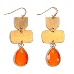 Crystal Drop Earring With Linked Gold Tone Accent 

- Approximately 2.25" L
- Crystal Approximately 0.75" L