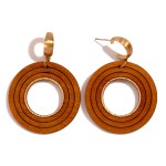 Wholesale gold Hoop Earring Wood Disc Drop L