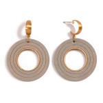 Wholesale gold Hoop Earring Wood Disc Drop L