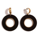 Wholesale gold Hoop Earring Wood Disc Drop L