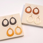 Oval Wooden Drop Earrings With Metal Beaded Accent 

-Approximately 2"L
-Lightweight Material 