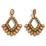 Wholesale brown Colored Wood Metal Diamond Statement Earring L