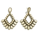 Wholesale ivory Colored Wood Metal Diamond Statement Earring L