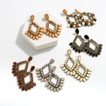 Wholesale ivory Colored Wood Metal Diamond Statement Earring L