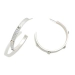 Wholesale silver Leather Hoop Earrings Metal Stud Accent Diameter