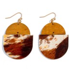 Wholesale animal Print Leather Wooden Oval Drop Earrings L