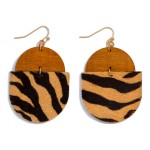 Wholesale animal Print Leather Wooden Oval Drop Earrings L