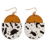 Wholesale animal Print Leather Wooden Oval Drop Earrings L
