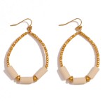 Wholesale gold Wood Beaded Teardrop Earrings L