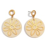 Wholesale gold Flower Wood Circle Drop Earrings L