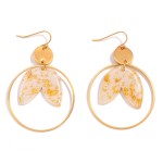 Circle Drop Earrings With Metallic Resin Charm

- Approximately 2" L