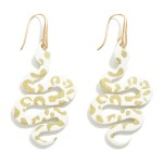 Wholesale gold Leather Snake Drop Earrings Metallic Animal Print L