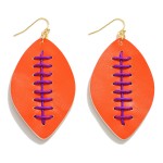 Wholesale stitched Leather Football Drop Earrings L