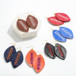 Wholesale stitched Leather Football Drop Earrings L