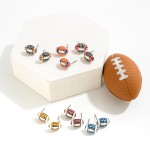 Rhinestone Studded Football Stud Earrings.

- Approximately .5" W