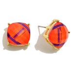 Crystal Football Stud Earrings 

- Approximately 0.5" Diameter 