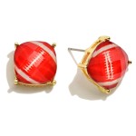 Crystal Football Stud Earrings 

- Approximately 0.5" Diameter 