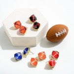 Crystal Football Stud Earrings 

- Approximately 0.5" Diameter 