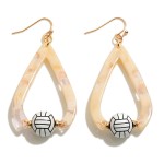 Ivory Acetate Teardrop Earrings Featuring Volleyball Bead

- Approximately 2" L