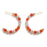 Wholesale game Day Hoop Earrings Rhinestone Studded Beads Diameter