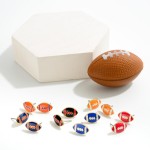 Enamel Football Stud Earrings

- Approximately 0.5" W