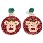 Seed Bead Reindeer Christmas Ornament Drop Earrings.

- Approximately 2.75" L