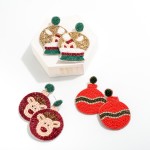 Wholesale seed Bead Reindeer Christmas Ornament Drop Earrings L