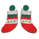 Seed Bead Christmas Stocking Drop Earrings.

- Approximately 2.5" L