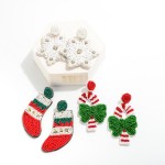 Seed Bead Christmas Stocking Drop Earrings.

- Approximately 2.5" L