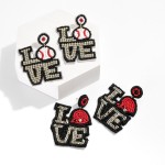 Wholesale rhinestone Studded Love Earrings Football L