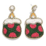 Wholesale seed Bead Christmas Candle Drop Earrings Rhinestone Accents L