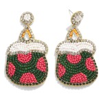 Seed Bead Christmas Candle Drop Earrings Featuring Rhinestone Accents.

- Approximately 2.5" L