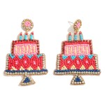 Wholesale seed Bead Rhinestone Birthday Cake Drop Earrings L