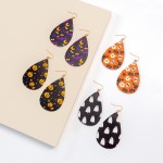 Teardrop Leather Halloween Earrings with Bats/Cat Eyes

- Approximately 2.5" L
- Lightweight Material 