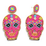 Wholesale sea Beaded Sugar Skull Drop Earrings L W