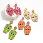 Wholesale sea Beaded Sugar Skull Drop Earrings L W