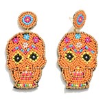 Wholesale sea Beaded Sugar Skull Drop Earrings L W