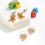 Wholesale glitter Gingerbread Man Drop Earrings L