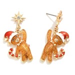 Wholesale glitter Gingerbread Man Drop Earrings Star Accents L