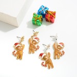 Wholesale glitter Gingerbread Man Drop Earrings Star Accents L
