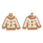 Wholesale seed Bead Cardigan Drop Earrings Pearl Button Accents L