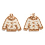 Wholesale seed Bead Cardigan Drop Earrings Pearl Button Accents L