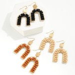 Wood Beaded Arch Drop Earrings.

- Approximately 2.5" L