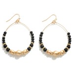 Wholesale wood Gold Beaded Drop Hoop Earrings Diameter