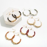 Wholesale wood Gold Beaded Drop Hoop Earrings Diameter