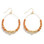Wholesale wood Gold Beaded Drop Hoop Earrings Diameter