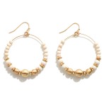 Wholesale wood Gold Beaded Drop Hoop Earrings Diameter