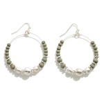 Wholesale wood Silver Beaded Drop Hoop Earrings Diameter